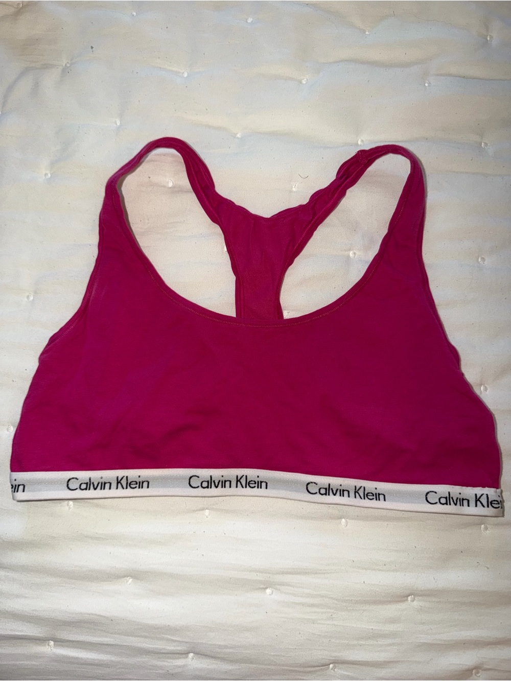 Calvin Klein Hot Pink Racerback Logo Band Bralette